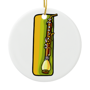 English Horn, Brown with yellow green back graphic Christmas Ornament