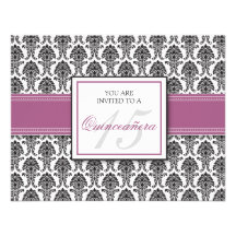 ENGLISH Lavender Damask Quinceanera Invitation