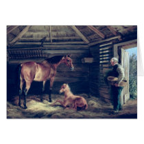 English Mare With Her Foals, 1833 Greeting Card