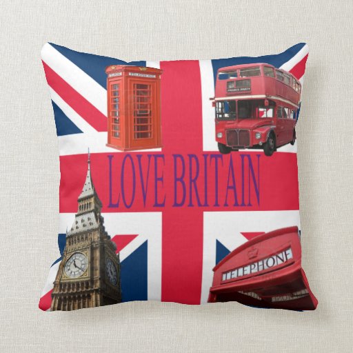 English Pillow. LOVE BRITAIN. Throw Pillow Zazzle