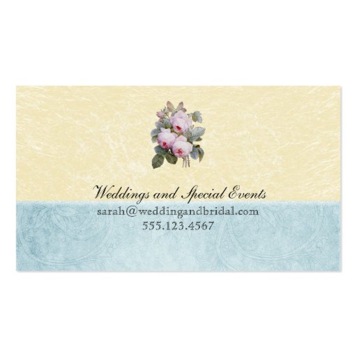 English Rose Botanical Personalized Business Cards (back side)
