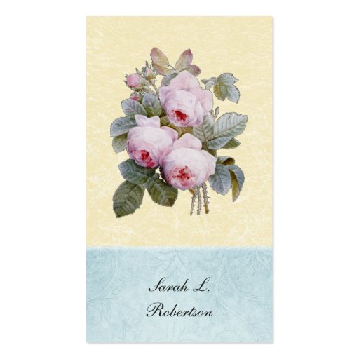 English Rose Botanical Personalized Business Cards (front side)