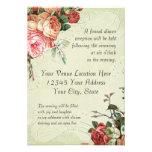 English Rose Bouquet, Vintage n Modern Swirl Leaf Custom Invitation
