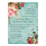 English Rose Bouquet, Vintage n Modern Swirl Leaf Custom Invite