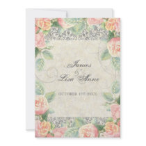 English Rose, Peach & Silver Wedding Invitation
