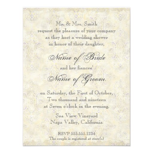 English Rose & Silver Wedding or Bridal Shower Personalized Invites