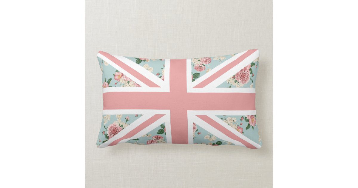 English Roses Union Jack Floral Pattern Lumbar Pillow Zazzle