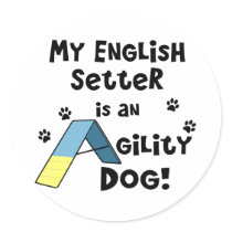 English Setter Agility Dog stickers by MenagerieMayhem English Setter Agility Dog stickers