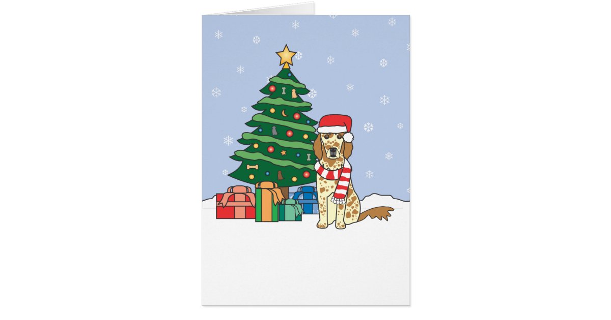 english setter and christmas tree card zazzle english setter and christmas tree card zazzle