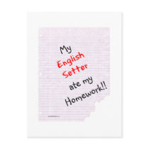 English Setter Ate My Homework postcards by GreyWolfCreation English Setter Ate My Homework postcards