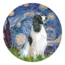 English Springer 7 - Starry Night stickers by masterpiecedogs English Springer 7 - Starry Night stickers