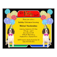 English Springer Spaniel Birthday Barker Custom Invites