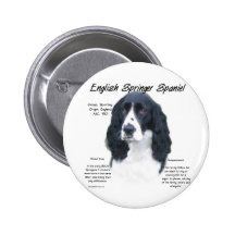 English Springer Spaniel (blk) History Design Pinback Buttons