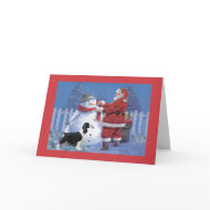English Springer Spaniel Christmas Card Santa and card