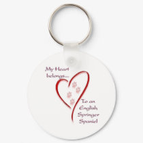 English Springer Spaniel Heart Belongs keychains