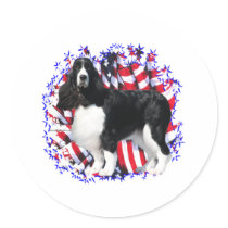 English Springer Spaniel Patriot stickers by GreyWolfCreation English Springer Spaniel Patriot stickers