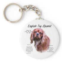English Toy Spaniel (ruby) History Design Keychain