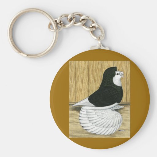 English Trumpeter:  Black Baldhead Keychains