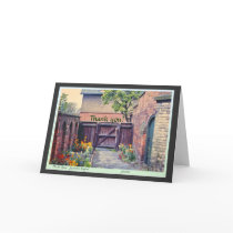 English village gate Thank You Greeting Cards