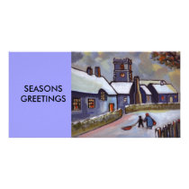 ENGLISH VILLAGE SNOWSCENE PHOTO GREETING CARD