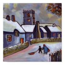 English Village Snowscene posters
