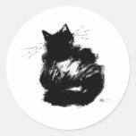 Enigmatic Black Cat Round Sticker