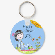 Enjoy - Simple Joy keychain blue background keychain