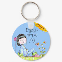 Enjoy - Simple Joy keychain blue background by ChinaGirlLove Enjoy - Simple Joy keychain blue background