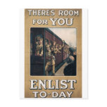 "Enlist" Old U.S. Military Poster circa 1915 Postcard