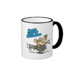 enredado en feliz dibujo animado del navidad de la taza de café