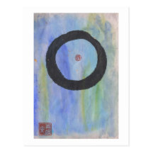Enso azul (círculo del zen) de la postal de la tra