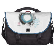 Enso -  Kanji for Piety, Sumi-e ink painting Bags For Laptop