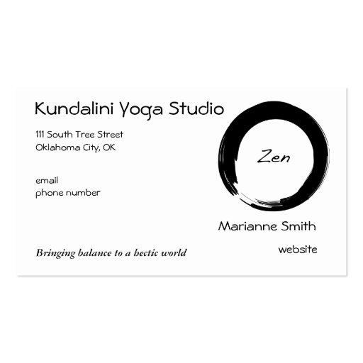 Enso Symbol with Zen Symbol Business Card Templates (front side)