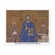 Enthroned Christ By Byzantine Mosaicist Postcard