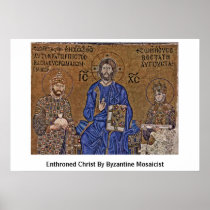 Enthroned Christ By Byzantine Mosaicist Print