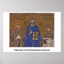 Enthroned Christ By Byzantine Mosaicist Print