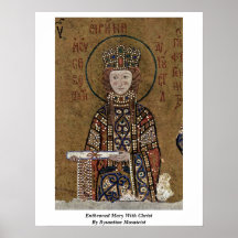 Enthroned Mary With Christ By Byzantine Mosaicist Print