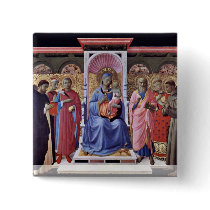 Enthroned Virgin And Child With Saints Pinback Button