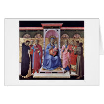Enthroned Virgin And Child With Saints Greeting Cards