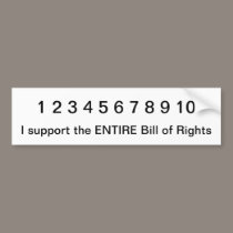 Entire Bill of Rights bumper stickers