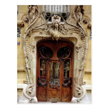 Entrance door to the apartments post card