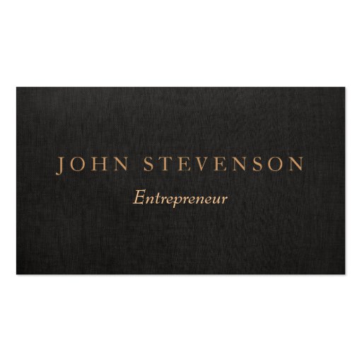 Entrepreneur Professional Black Linen Look Vintage Business Cards (front side)