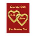 Entwined Gold Hearts Bride and Groom postcards by AuntBetsy Entwined Gold Hearts Bride and Groom postcards