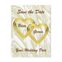 Entwined Gold Hearts Bride and Groom postcards