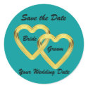 Entwined Gold Hearts Bride and Groom stickers by AuntBetsy Entwined Gold Hearts Bride and Groom stickers