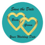 Entwined Gold Hearts Bride and Groom Stickers