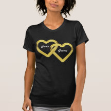 Entwined Gold Hearts Bride and Groom Tee Shirts