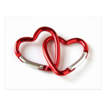 Entwined heart carabiners post card