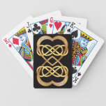 Entwined Hearts Double Infinity in Gold on Black Poker Cards