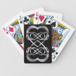 Entwined Hearts Double Infinity in Silver on Black Bicycle Card Decks